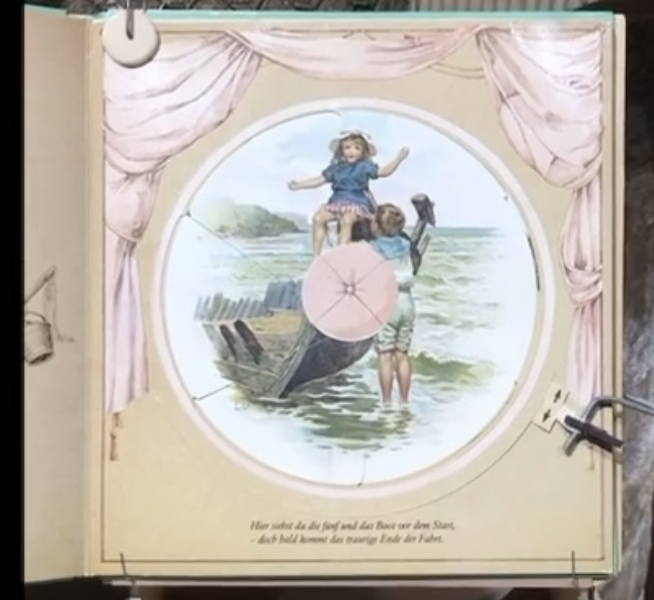 The wheel fully rotated to reveal a third image