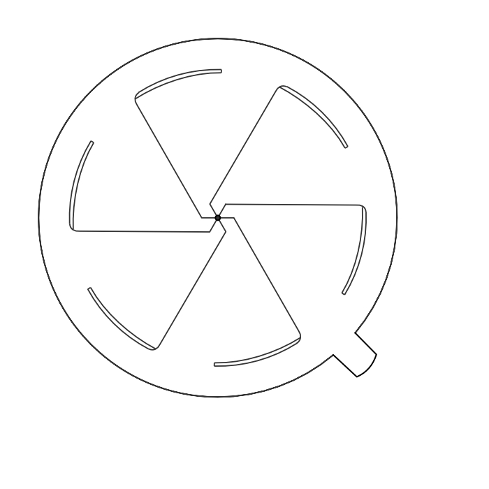 Back piece template showing the rotating disc with mirrored spoke pattern