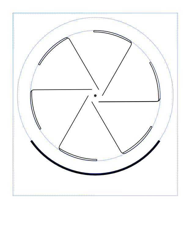 Front piece template showing spoke pattern and image ring cutouts